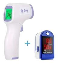 Kit Termometro Digital Infravermelho + Oximetro Digital De Dedo Medidor De Saturação De Oxigênio