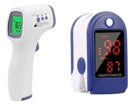 Kit Termômetro Digital Infravermelho + Oxímetro Digital Dedo Uso Diário