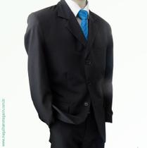 Kit terno Magalhães Magazin - Paletó + calça + camisa branca + gravata azul