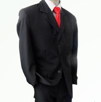 Kit terno Magalhães Magazin - Paletó + calça + camisa branca + gravata vermelha