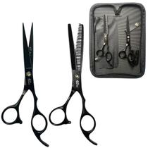 Kit Tesoura Barbeiro Profissional Umi Laser Desfiadeira 6.0