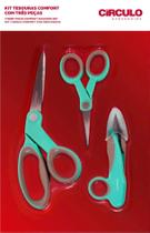 KIT TESOURA COMFORT 3 PEÇAS REF 449903 COR 10 TIFFANY - Círculo KIT TESOURA COMFORT 3 PEÇAS REF 449903 COR 10 TIFFANY - Círculo
