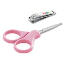 Kit Tesoura e Cortador de Unha Infantil, Rosa - Adoleta