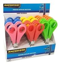 Kit Tesoura Escolar Multiuso Cabo Colorido 13cm Caixa 24 Un