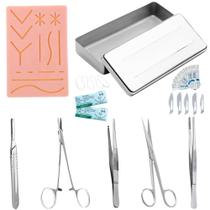 Kit Tesoura Fina Pinça Anatomica Cabo