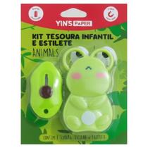 Kit Tesoura Infantil e Estilete Animals Yins Paper Modelos Divertidos, Seguro para Crianças e Ideal para Escola - Kit Tesoura Infantil e Estilete Animals Yins Paper Modelos Divertidos, Seguro para Crianças e Ideal para Escola -
