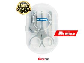 Kit Tesoura Infantil Premium Sem Ponta 0 Meses Para Cortar Unhas Cinza 20002C