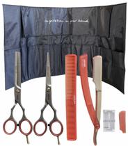 Kit Tesoura Jaguar Fio Navalha Desfiadeira Profissional 5.5