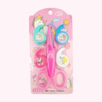 Kit Tesoura Picotar Sem Ponta Com Fita Tape Escolar Infantil - Papelaria Criativa