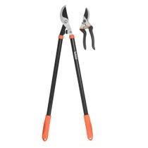 Kit Tesoura Poda Bypass 2 Peças, Preto/Laranja