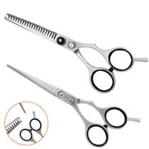 Kit Tesoura Profissional Dentada Reta Cabeleireiro Barbeiro