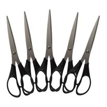 Kit Tesoura Profissional Escritório Multiuso Aço Inox 19,5cm Com 12 Unidades