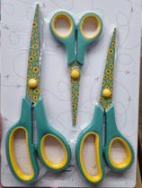 Kit tesoura profissional - floral verde