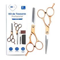 Kit Tesoura Profissional Salão Cabelereiro Barbeiro - LUATEK