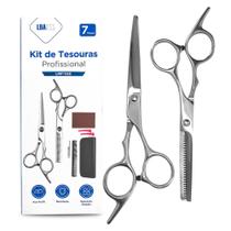 Kit Tesoura Profissional Salão Cabelereiro Barbeiro - LUATEK