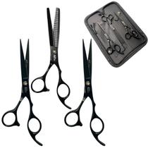 Kit Tesoura Profissional Umi Navalha Desfiadeira Laser 6.0