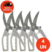 Kit Tesoura Trinchante Inox Multifunções Desossa Frango Corta Aves Peixe Carne Assada