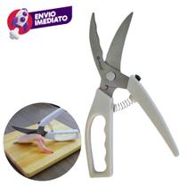 Kit Tesoura Trinchante Inox Multifunções Desossa Frango Corta Aves Peixe Carne Assada