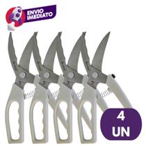 Kit Tesoura Trinchante Inox Multifunções Desossa Frango Corta Aves Peixe Carne Assada
