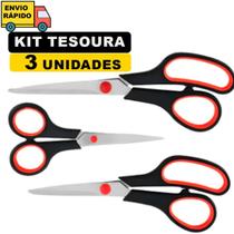 Kit Tesouras 3 Peças Multiuso Para Casa Escola Trabalho Tesouras Afiadas