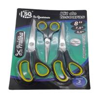 Kit tesouras 3 unidades multiuso casa artesato papel