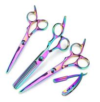 Kit Tesouras Cabelo Barbeiro Fio Navalha Fio Laser Desfiadeira