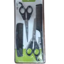 Kit Tesouras Com Pentes Barbeiro Cortar Barba Profissional