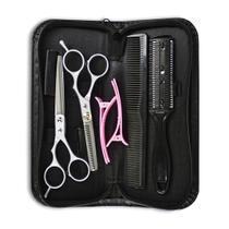 Kit Tesouras Presilhas Pente Ponta Dupla Pente Aparador Cabeleireiro Cabelos Hair Salão de Beleza Barbearia Corte de Cabelo