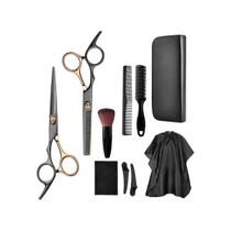 Kit Tesouras Profissional Para Corte De Cabelo Barbeiro E Cabeleireiro - 9 Peças