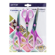 Kit Tesouras Titânio Cabo Soft Titanium Costura Patchwork