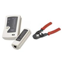 Kit Tester Testador de Cabo RJ45 RJ11 e Alicate de Crimpar