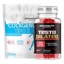 Kit Testo Dilated Body Nutry pote 120 cápsulas e Colageno tipo 2 Natural Foods Refil 30 cápsulas