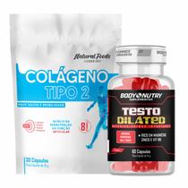 Kit Testo Dilated Body Nutry pote 60cápsulas e Colágeno Tipo 2 Natural Foods refil 30 cápsulas