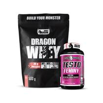 Kit Testo Feminy Snake Dragon, pote 60 cápsulas e Dragon Whey Snake Dragon 500g Kit Testo Feminy Snake Dragon, pote 60 cápsulas e Dragon Whey Snake Dragon 500g