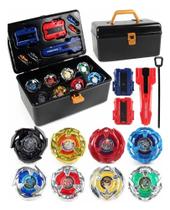 Kit Thunder Gyro X Com 2 Lançadores E Maleta Brinquedo Infantil 8 Piões de Batalha