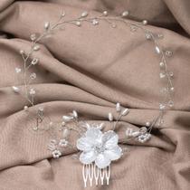 Kit Tiara + Arranjo Grinalda Noiva Debutante Flor Coque A14 Kit Tiara + Arranjo Grinalda Noiva Debutante Flor Coque A14