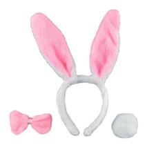 Kit Tiara Coelho Para Fantasia Cosplay branco/rosa Kit Tiara Coelho Para Fantasia Cosplay branco/rosa