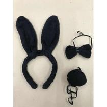Kit Tiara Coelho Para Fantasia Cosplay Preto