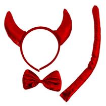 Kit Tiara Diabinha Adulto Fantasia Halloween Carnaval Bloco