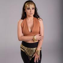 Kit Tiara, Lenço de Quadril E Pulseiras Com Moedas Dança Do Ventre/Cigana/Indiana - KIT05 Kit Tiara, Lenço de Quadril E Pulseiras Com Moedas Dança Do Ventre/Cigana/Indiana - KIT05