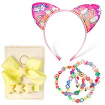 Kit Tiara Presilha Tic tac Pulseira Infantil Prender Cabelo