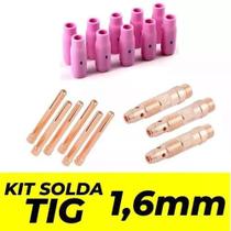 Kit TIG 1,6mm - 5 Bocal Cerâmico TIG Nº 4 / 5 Bocal Cerâmico TIG Nº 5 / 2 Porta Pinça (Difusor) / 3 Pinça