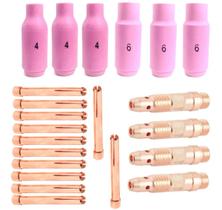 Kit TIG - 3 Bocais 4 - 3 Bocais 6 - 6 Pinça 1,6mm - 6 Pinça 2,4mm - 2 Difusor 1,6mm - 2 Difusor 2,4mm