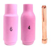 Kit Tig: 3 Tungstênio Ponta Dourada 1,6mm + 2 2,4mm + 3 10N49 Nº5 + 3 10N50 Nº4 + 1 10N23 + 1 10N24 + 1 10N31 + 1 10N32