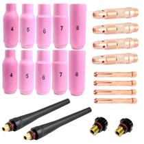 Kit Tig 4 Pinças Tig 1,6mm + 2,4mm + 4 Porta Pinça 1,6mm + 2,4mm + 2 Capa Curta + 2 Capa Longa + 10 Bocais