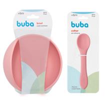 Kit Tigela Bowl Com Ventosa E Colher Em Silicone Rosa BLW Bebê Buba Kit Tigela Bowl Com Ventosa E Colher Em Silicone Rosa BLW Bebê Buba
