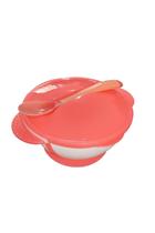 Kit Tigela Bowl Refeição Infantil Ventosa Silicone Colher Plástico Cores Livre de BPA
