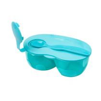 Kit Tigela com Colher e Divisória Clingo Azul com Compartimento para Talher Kit Tigela com Colher e Divisória Clingo Azul com Compartimento para Talher