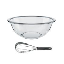 Kit Tigela De Vidro 4L E Fouet Aço Inox Batedor Massa Bolo Kit Tigela De Vidro 4L E Fouet Aço Inox Batedor Massa Bolo