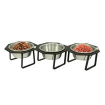 kit Tigela Elevada Para Cães e Gatos Plus Metal Morapet - 3 Unidades